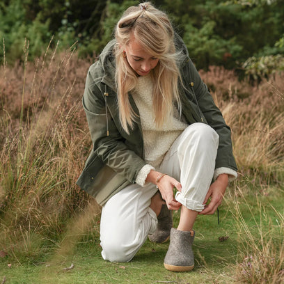 Rabara Maha Wolvilt Pantoffels Marbled Brown