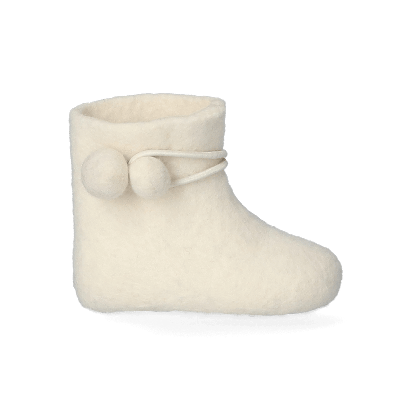 Juna + Lala Wolvilt Baby Slofjes White